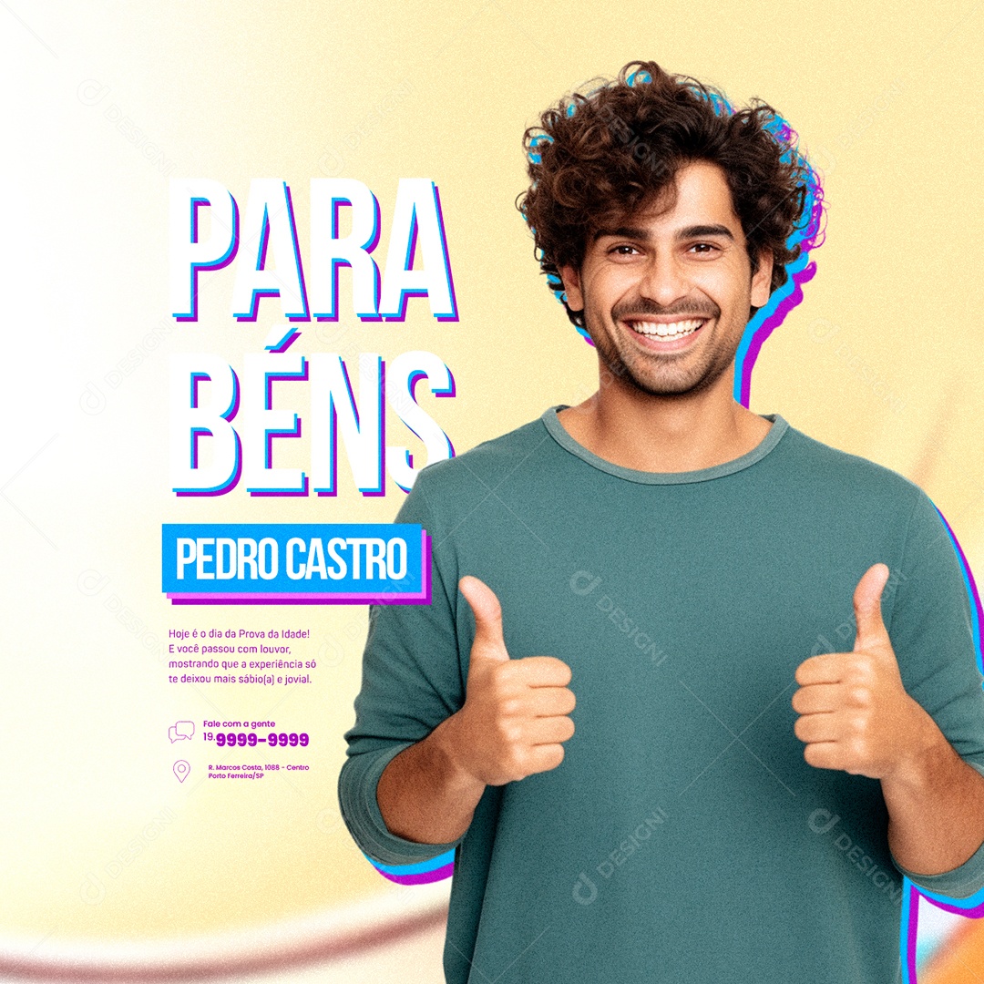 Parabéns Pedro Castro Hoje é dia da Prova da Idade Big Brother Brasil Social Media PSD Editável