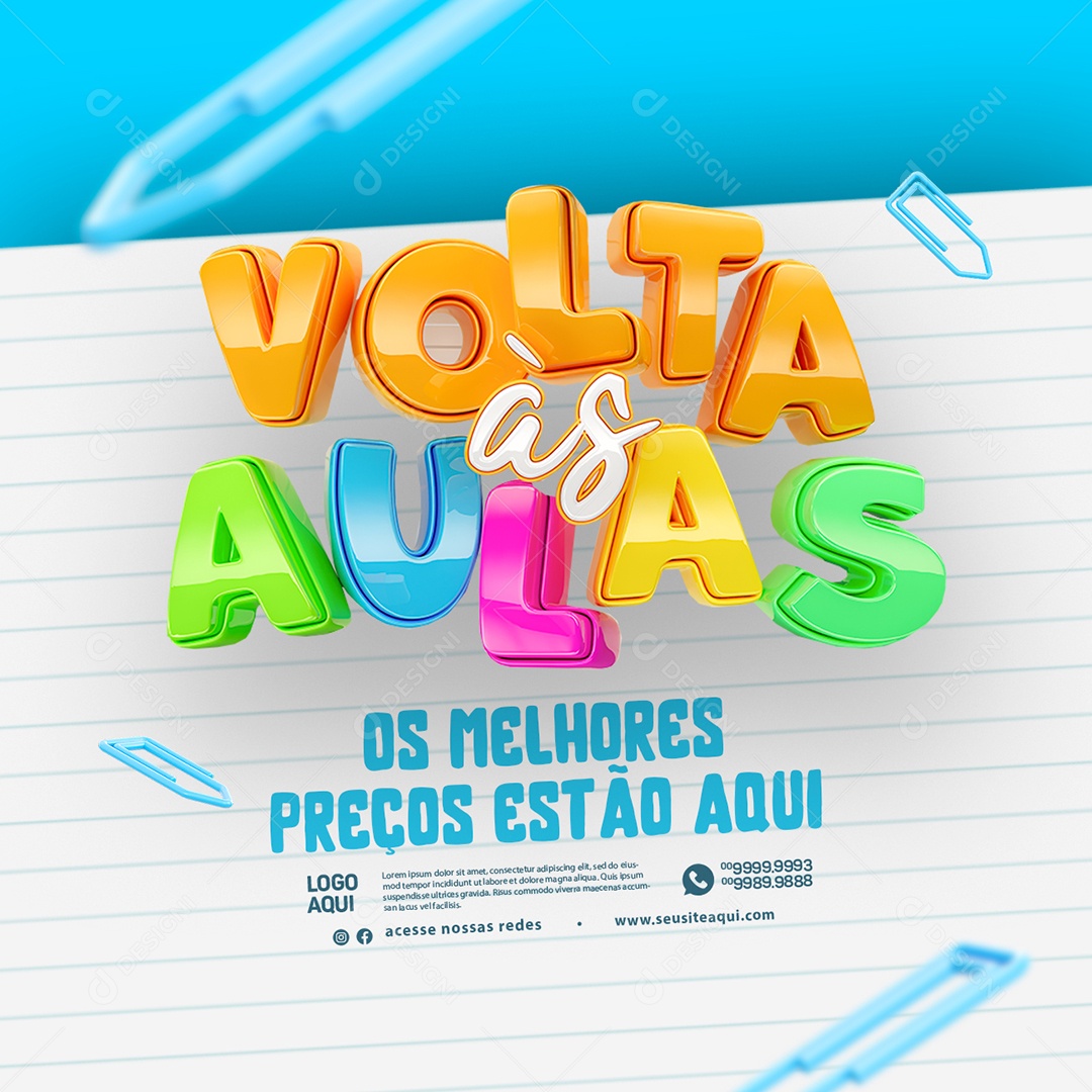 Volta às Aulas Papelaria Os Melhores Preços Estão Aqui Social Media PSD Editável