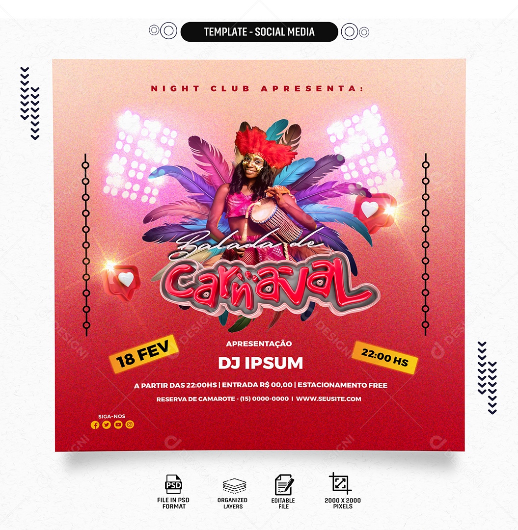 Social Media Feed Balada De Carnaval Dj Ipsum Psd Editável Download Designi 2873