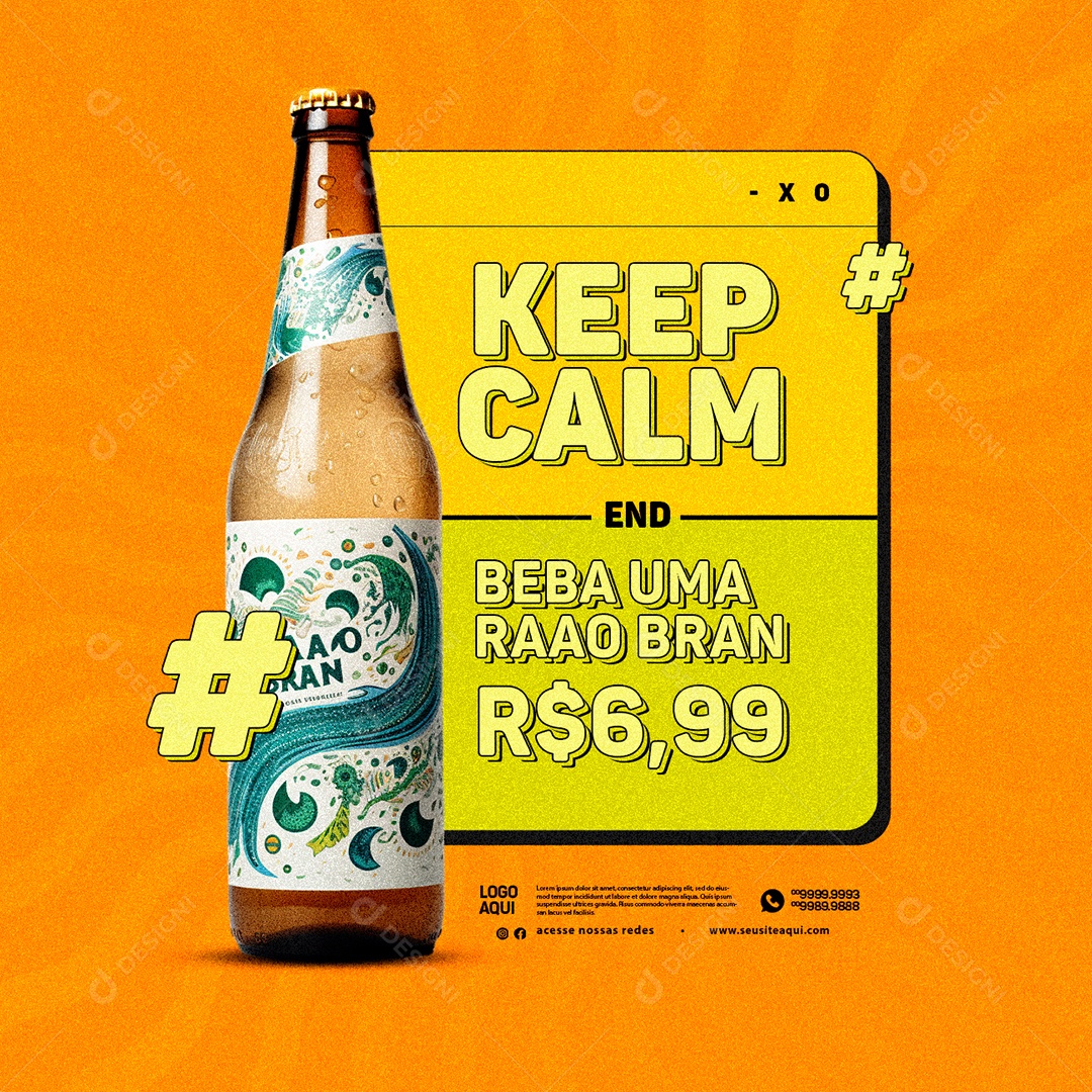 Distribuidora de Bebidas Cerveja Keep Calm Beba uma Raao Bran Social Media PSD Editável