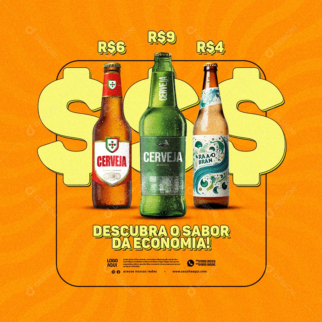 Distribuidora de Bebidas Cerveja Descubra o Sabor da Economia Social Media PSD Editável