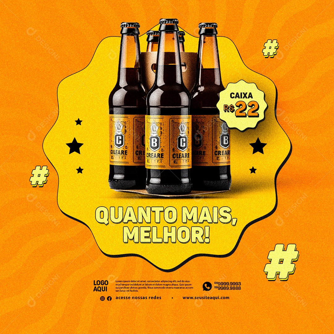 Distribuidora de Bebidas Cerveja Caixa Quanto Mais Melhor Social Media PSD Editável