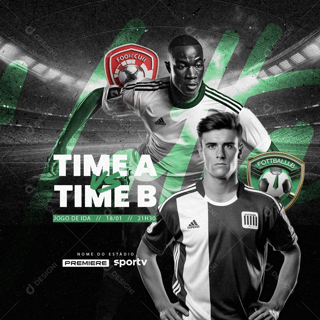 Futebol Copa Time A vs Time B Estádio Social Media PSD Editável