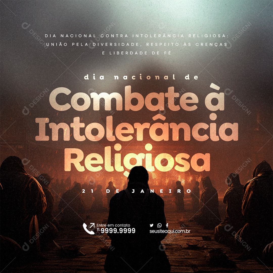 Day to Combat Religious Intolerance January 21st Social Media PSD Editable