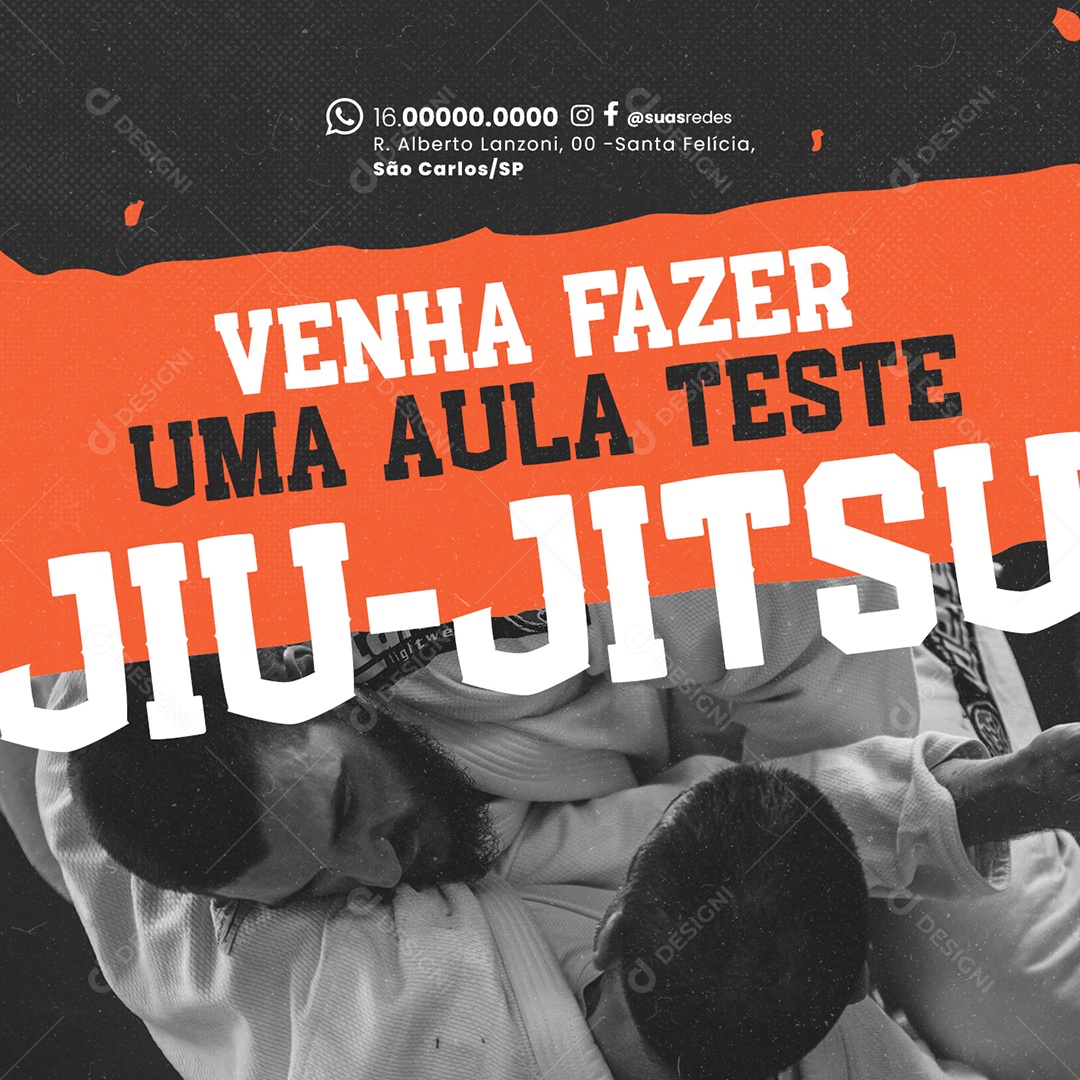 Escola de Lutas Venha Fazer uma Aula Teste Jiu Jitsu Social Media PSD Editável