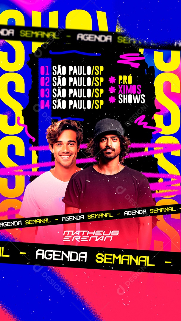 Story Flyer Agenda Shows Matheus e Renan Social Media PSD Editável