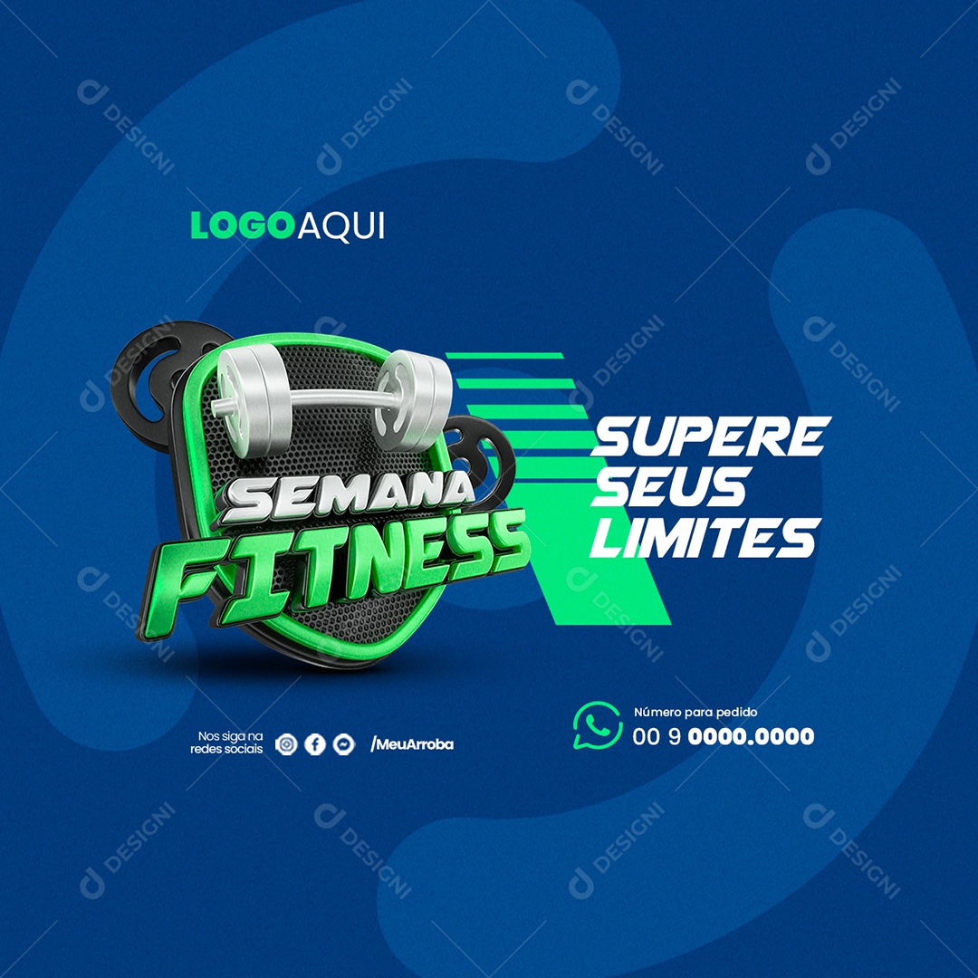 Semana Fitness Academia Supere seus Limites Social Media PSD Editável