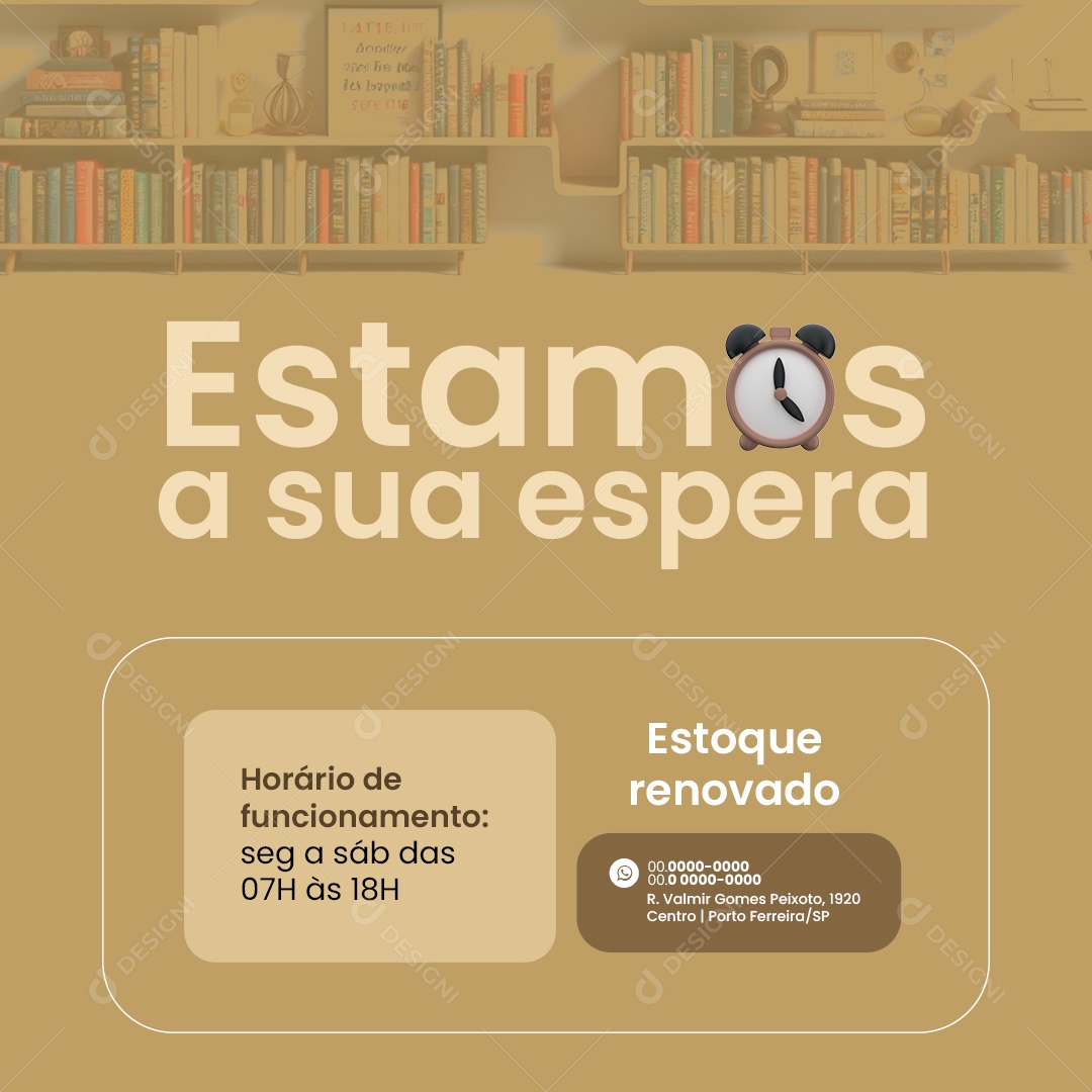 Livraria Estamos a sua espera Social Media PSD Editável