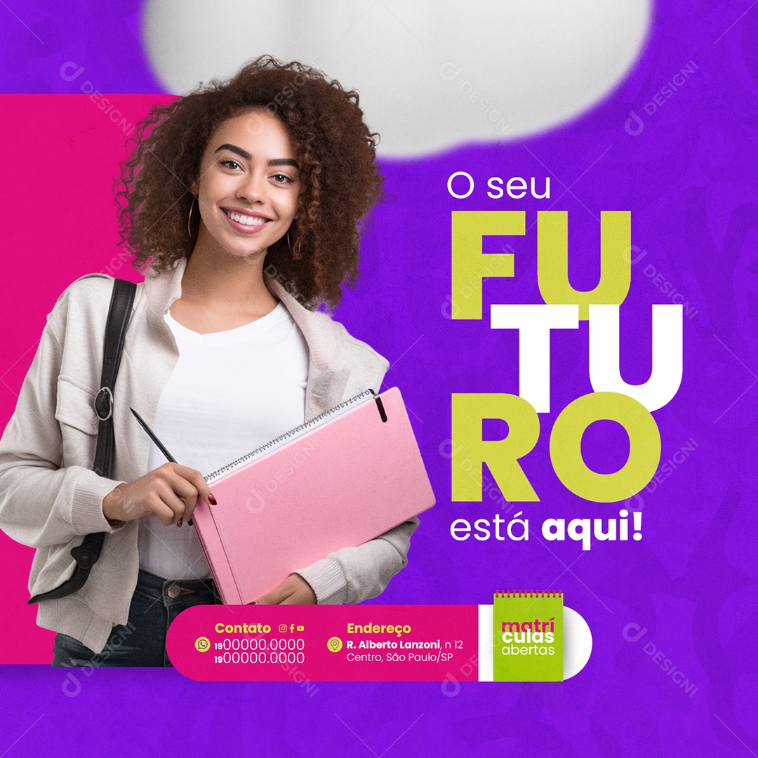 Volta às Aulas O seu Futuro está aqui Social Media PSD Editável