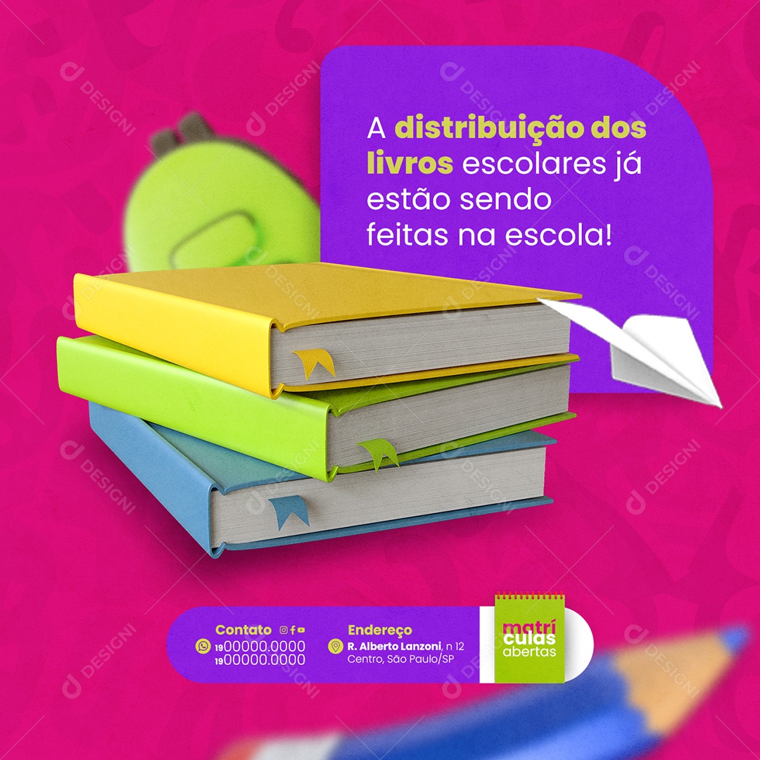 Volta às Aulas A distribuição dos livros escolares Social Media PSD Editável