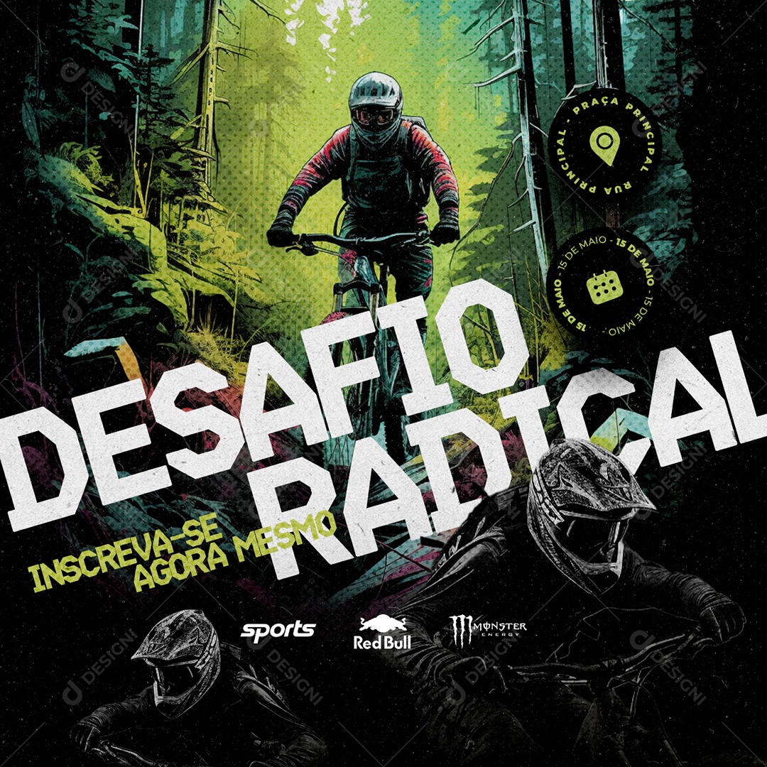 Mountain Bike Desafio Radical Inscreva se Agora mesmo Social Media PSD Editável