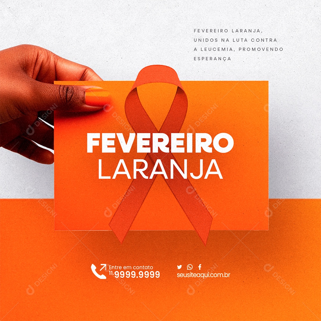 Fevereiro Laranja Unidos na Luta Contra a Leucemia Social Media PSD Editável