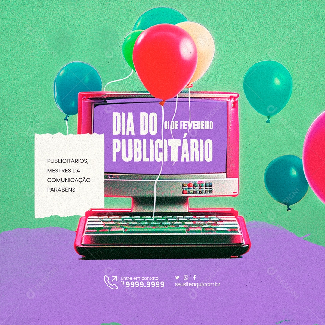 Dia Do Publicitário 1 De Fevereiro Mestres da Comunicação Parabéns Social Media PSD Editável