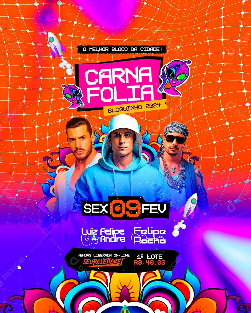 Flyer Carnaval Carna Folia Bloquinho Luiz Felipe Andre Felipe Rocha Social Media Psd Edit Vel