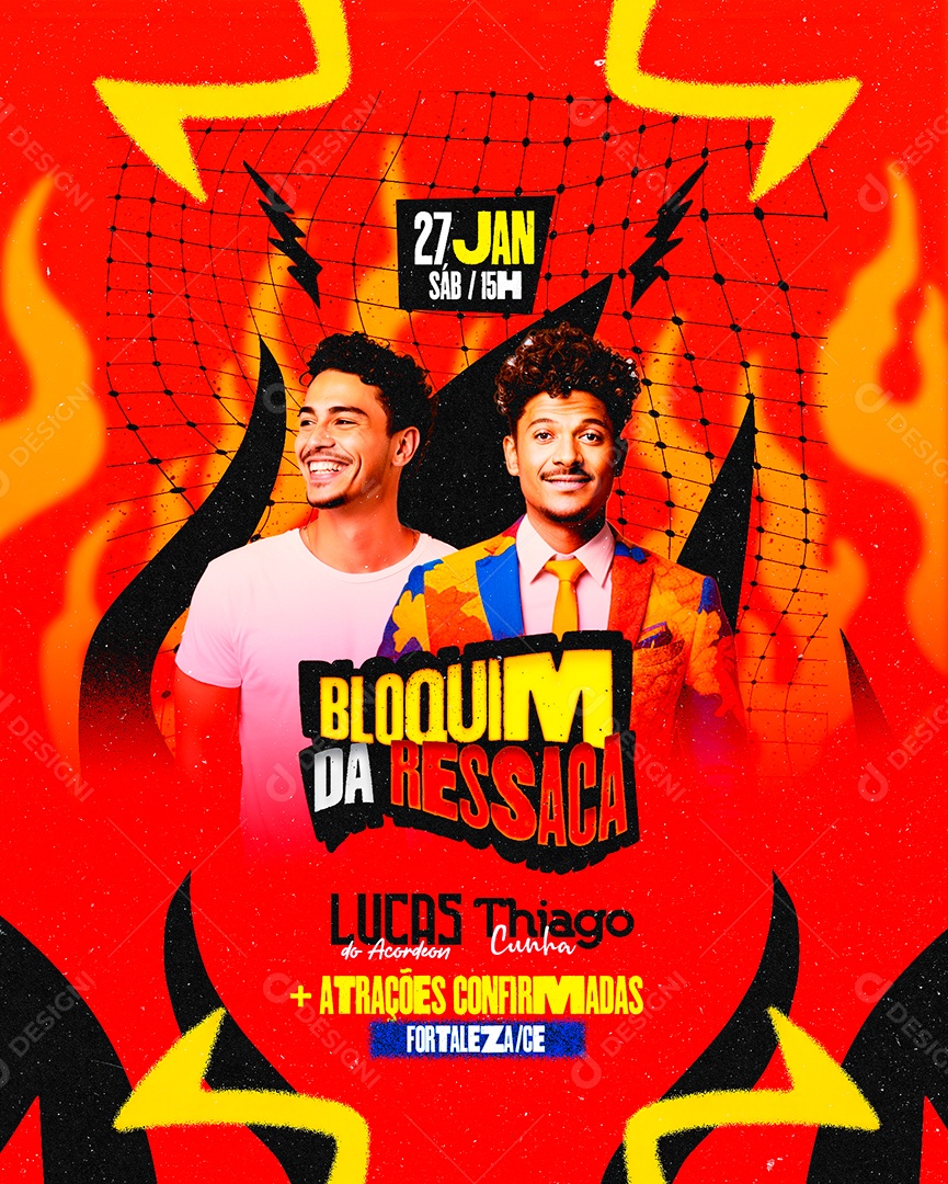 Flyer Carnaval Bloquim Da Ressaca Lucas Do Acordeon Thiago Cunha Social Media Psd Editável 8255