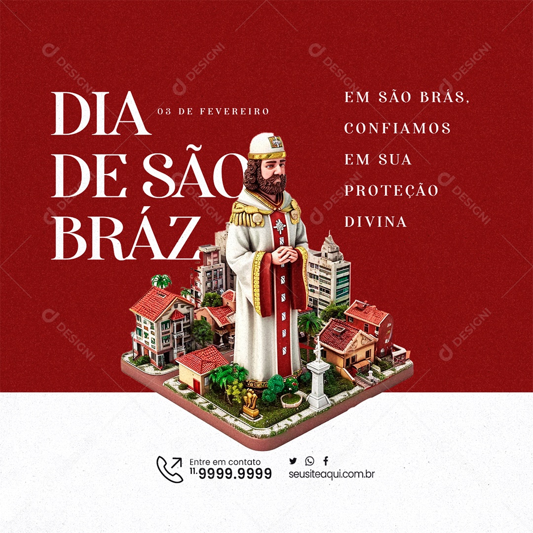 Dia de São Braz 3 de Fevereiro Confiamos em sua proteção divina Social Media PSD Editável