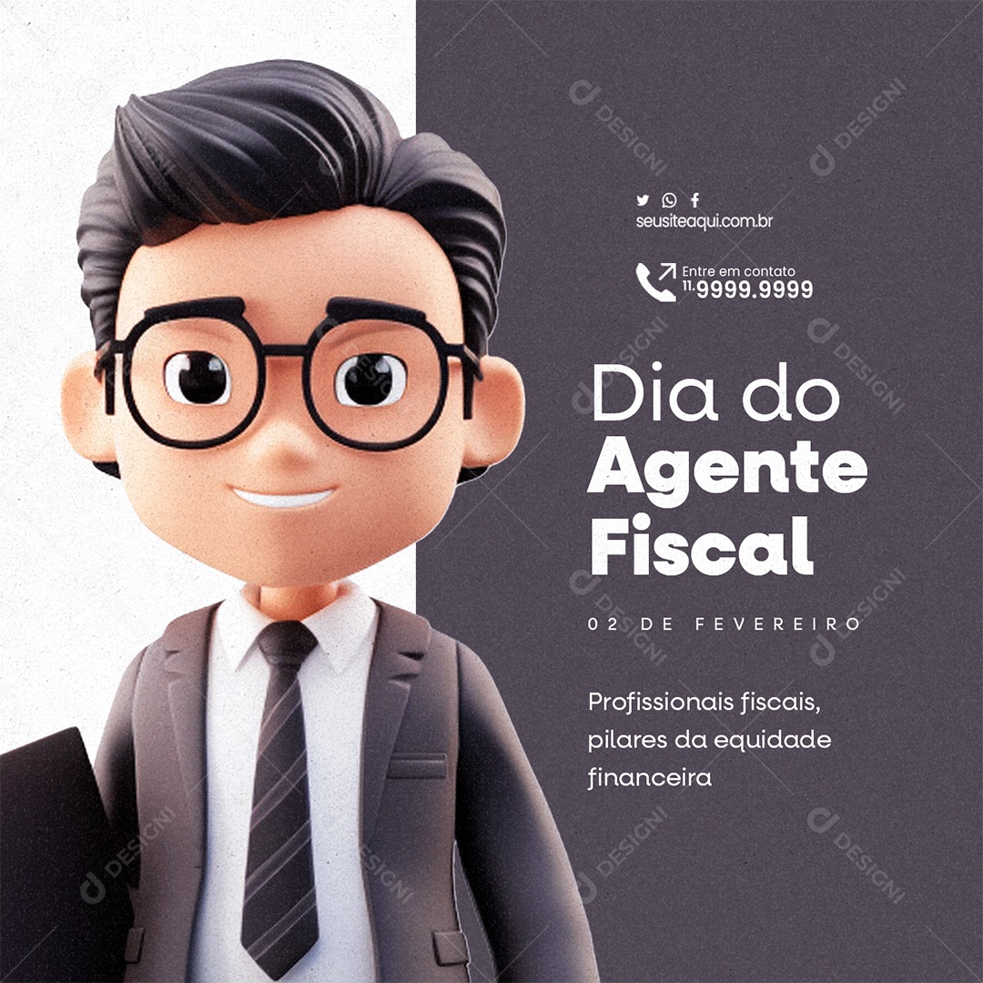 Dia Do Agente Fiscal 2 De Fevereiro Pilares da Equidade Social Media PSD Editável