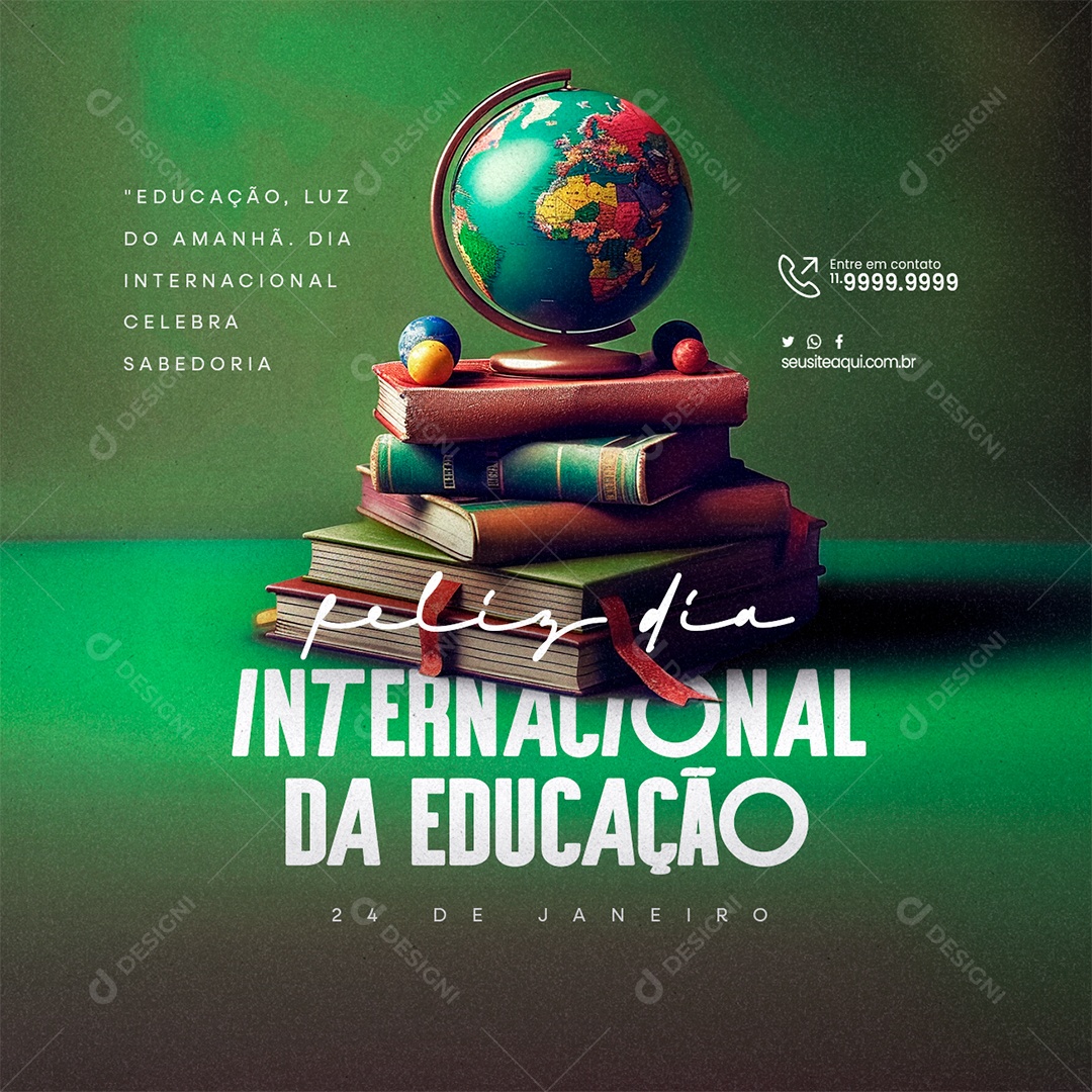 Dia Internacional da Educação 24 De Janeiro Luz do Amanhã Social Media PSD Editável