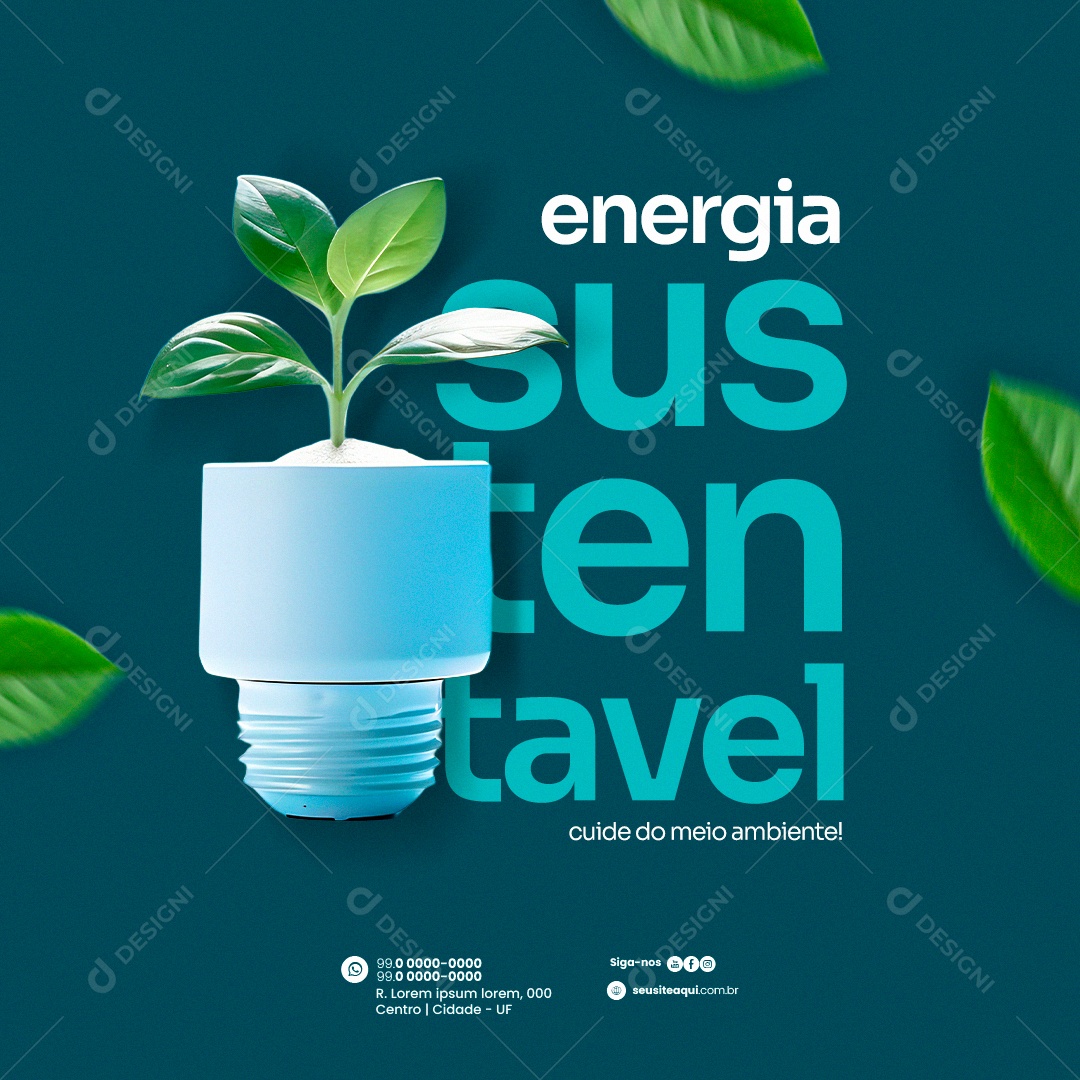 Energia Solar energia Sustentável cuide do meio ambiente Social Media PSD Editável