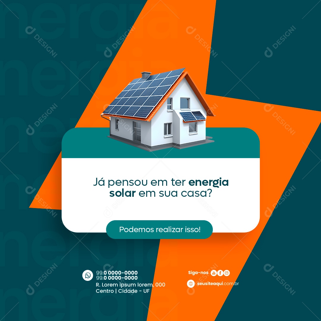 Já pensou em ter energia solar em sua casa Social Media PSD Editável