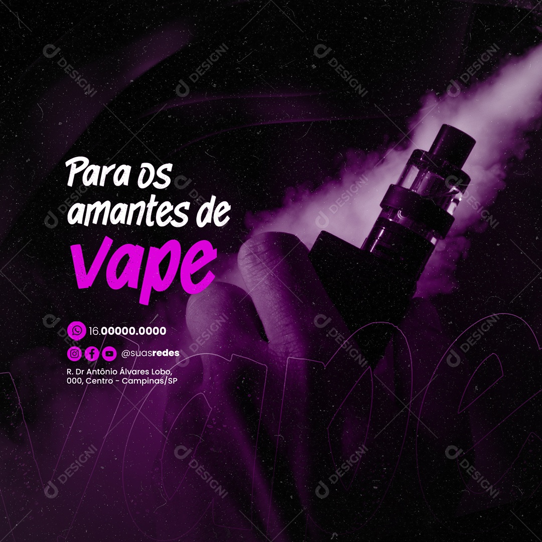 Tabacaria Para os amentes de vape Social Media PSD Editável