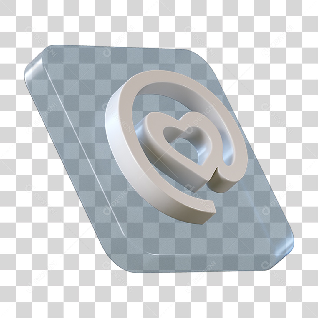 Arroba Square 3D Element for Transparent PNG Composition