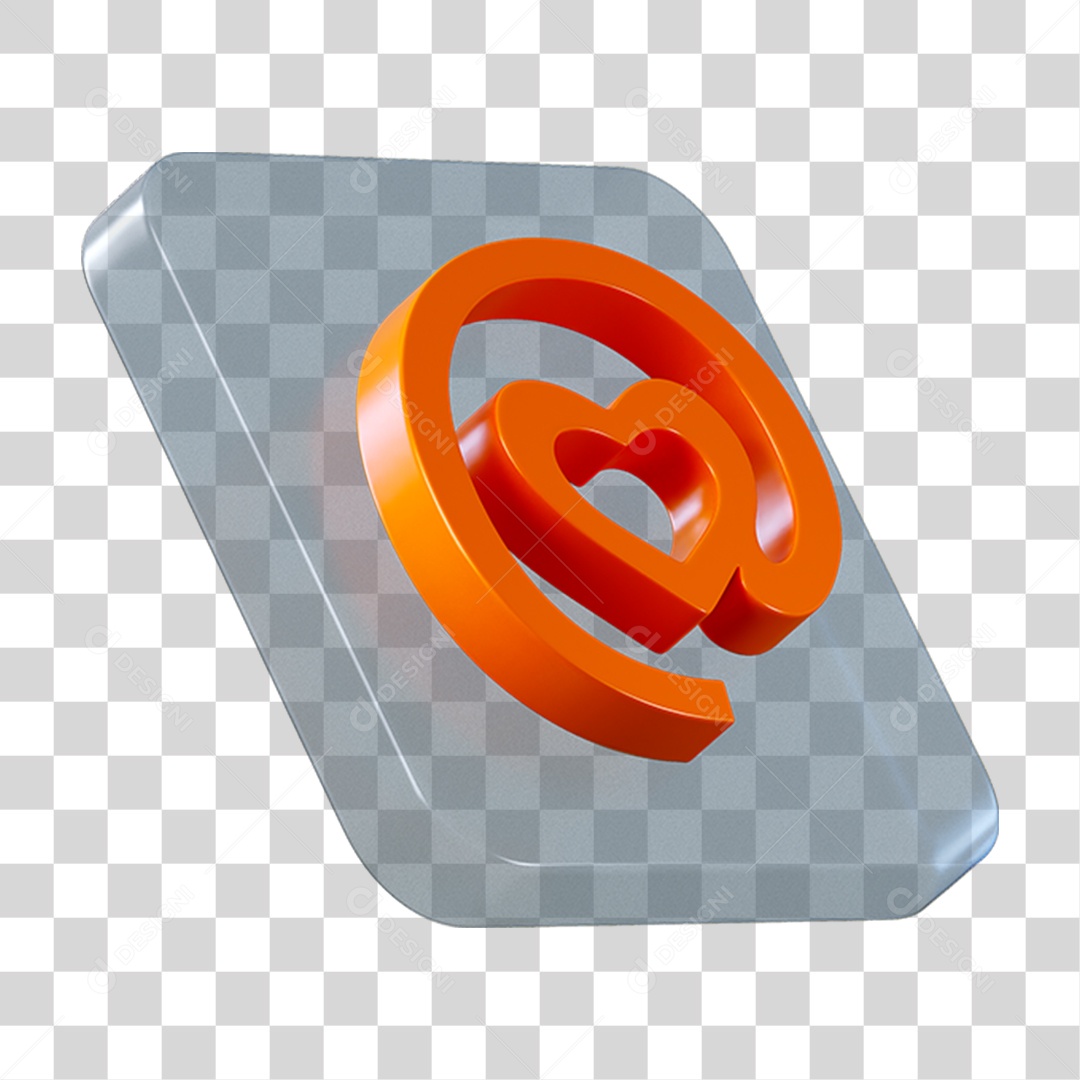 Arroba Square 3D Element for Transparent PNG Composition