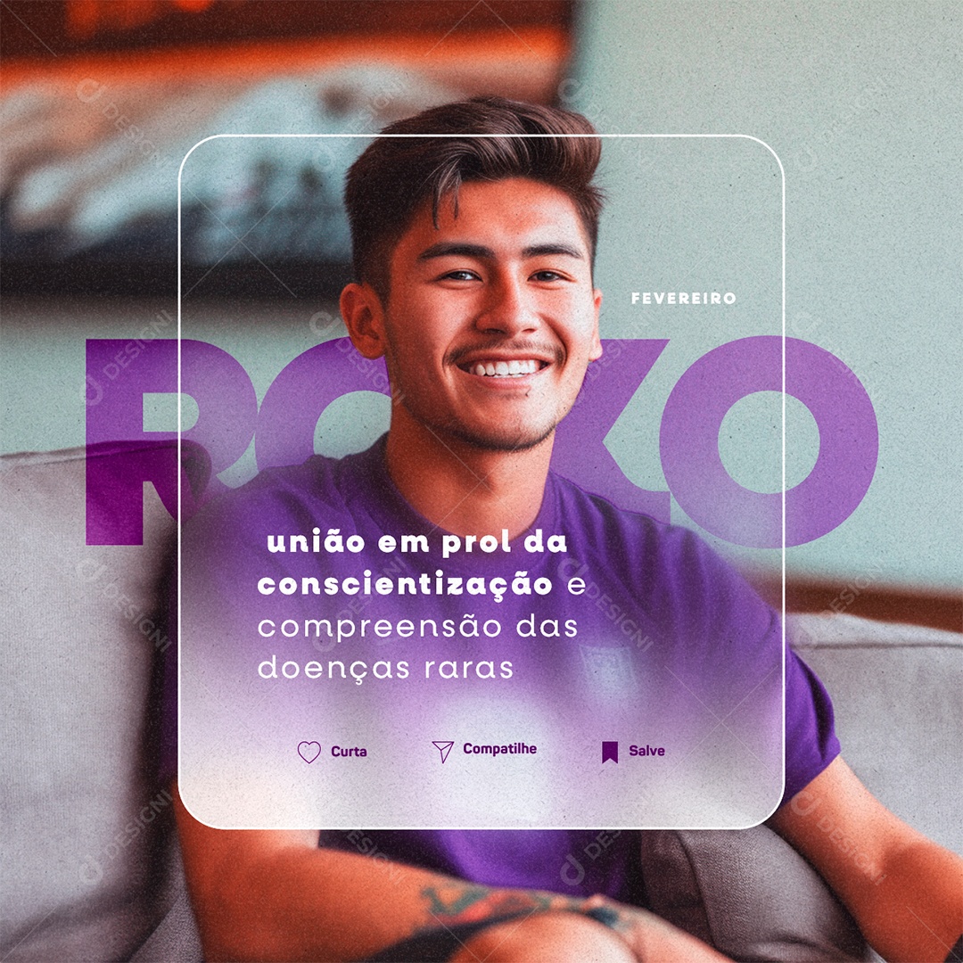 Fevereiro Roxo União em prol da conscientização e compreensão Social Media PSD Editável