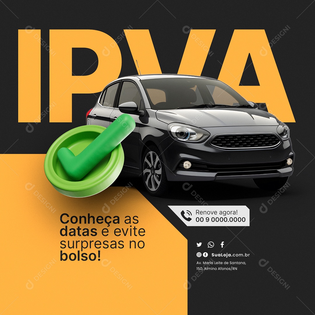 IPVA dispatcher Find out the dates and avoid surprises in your pocket Editable Social Media PSD