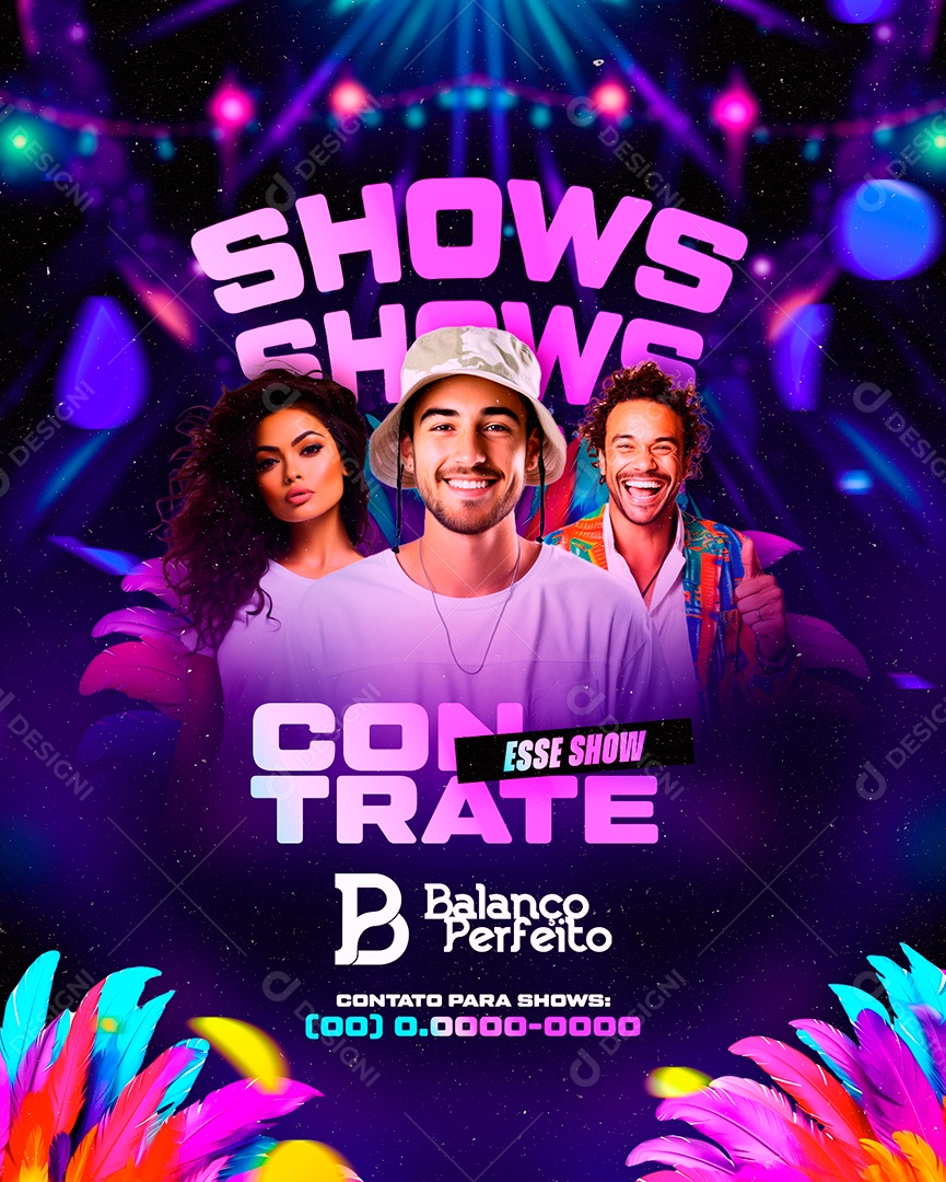 Flyer Carnaval Contrate esse Show Balanço Perfeito Social Media PSD Editável