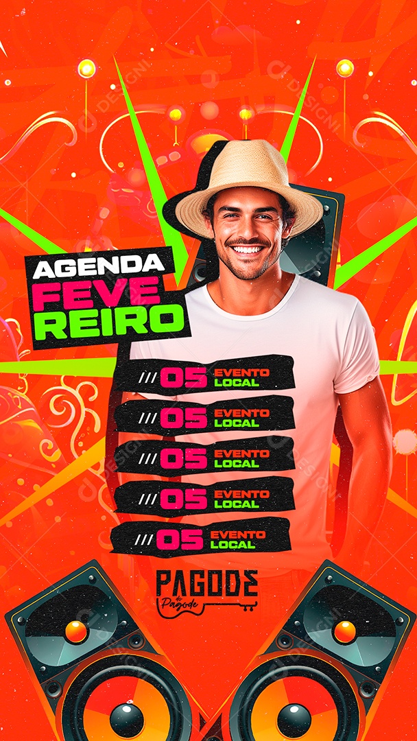 Story Flyer Carnaval Agenda Fevereiro Pagode do Pagode Social Media PSD Editável