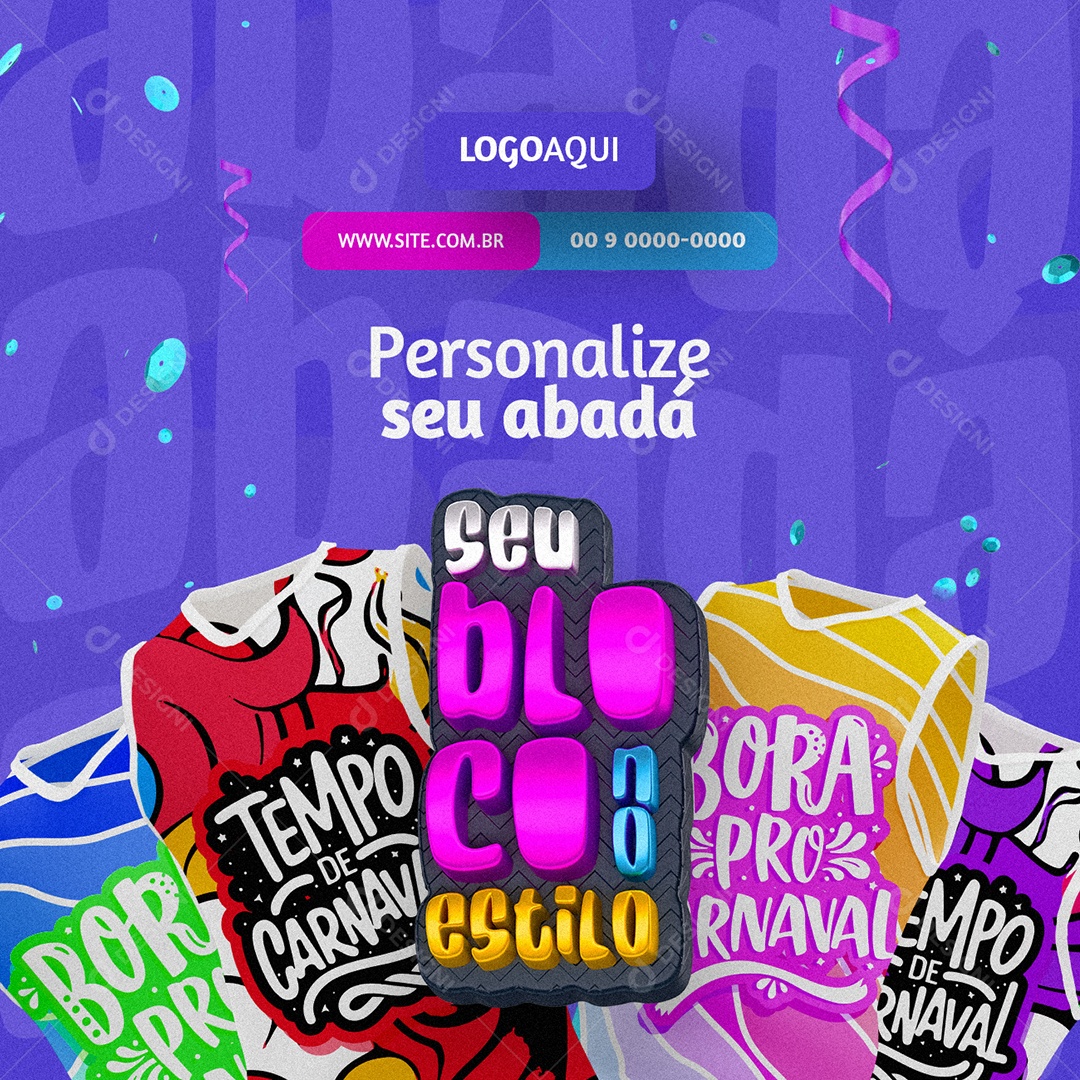 Carnaval Abadá Personalize seu Abadá Se Bloquinho no Estilo Social Media PSD Editável