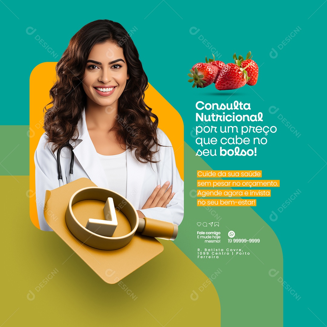 Nutricionista Consulta Nutricional por um preço que cabe no seu bolso Social Media PSD Editável