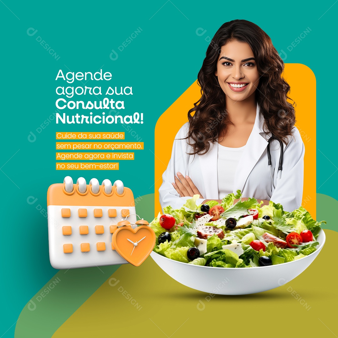 Nutricionista Agende agora sua Consulta Nutricional Social Media PSD Editável