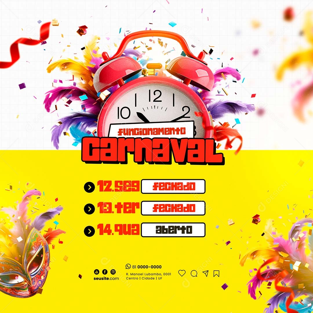 Funcionamento Carnaval Social Media Psd Editável Download Designi 1121