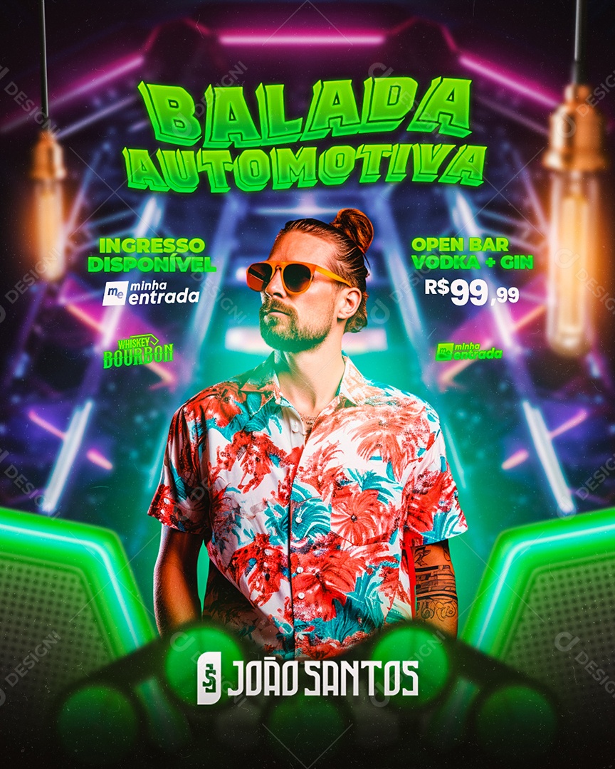 Flyer Balada Automotiva João Santos Social Media PSD Editável