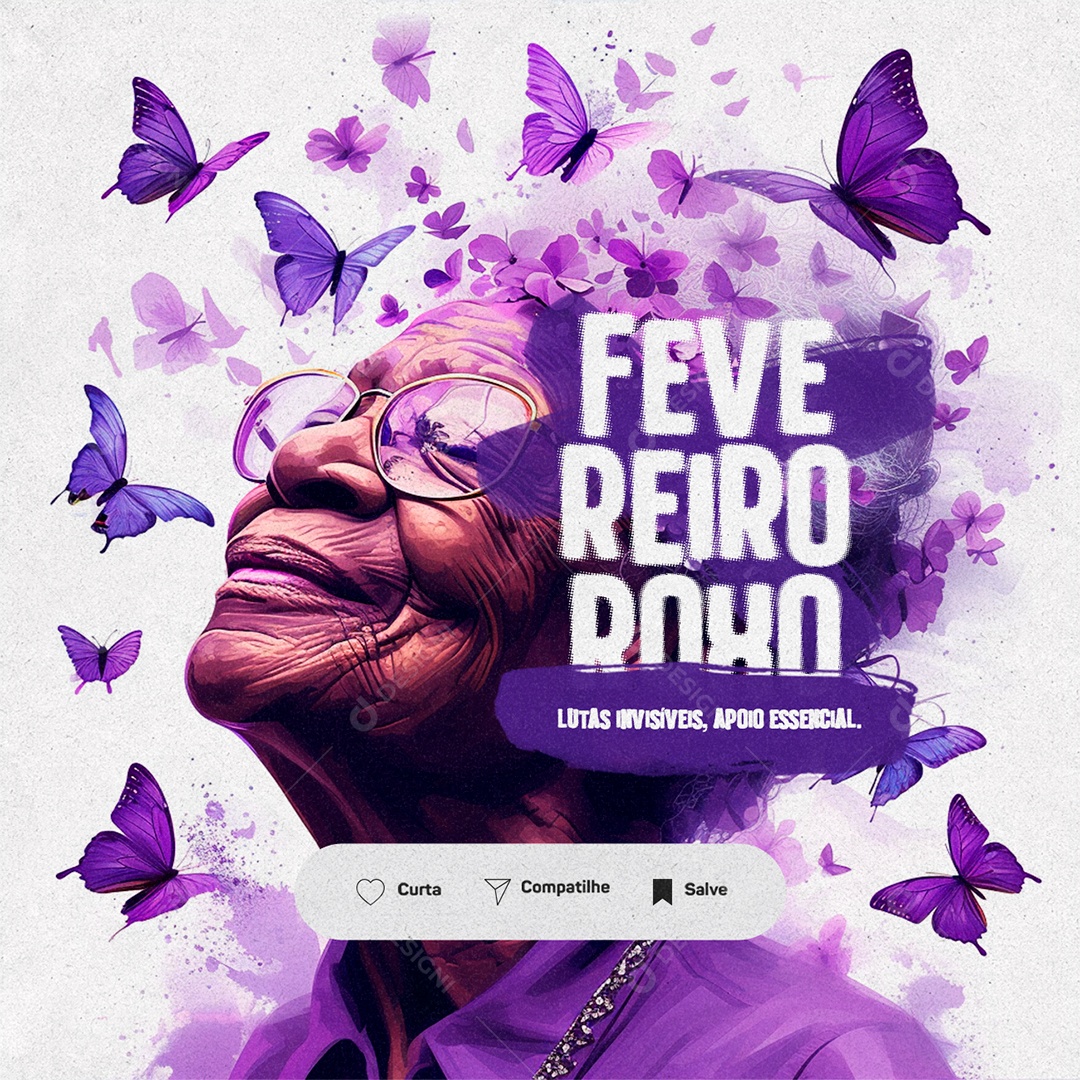 Fevereiro Roxo Lutas Invisíveis Apoio Essencial Social Media PSD Editável