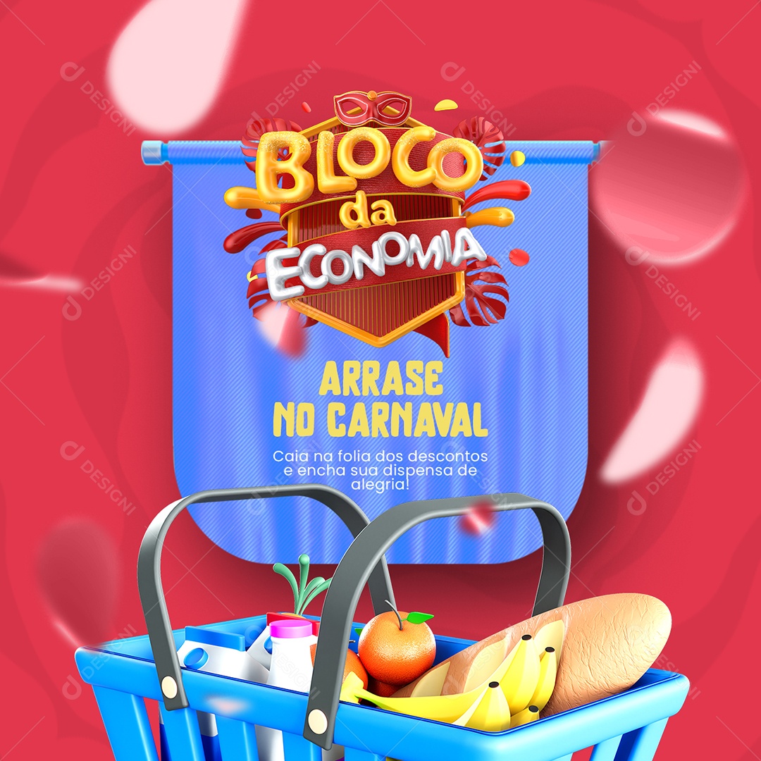 Supermarket Bloco da Economia Celebrate Carnival Social Media Editable PSD