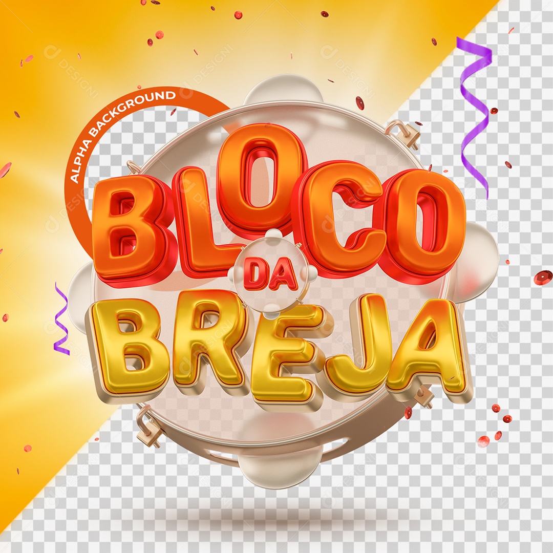 Selo 3D Bloco da Breja Colorido para Composição PSD