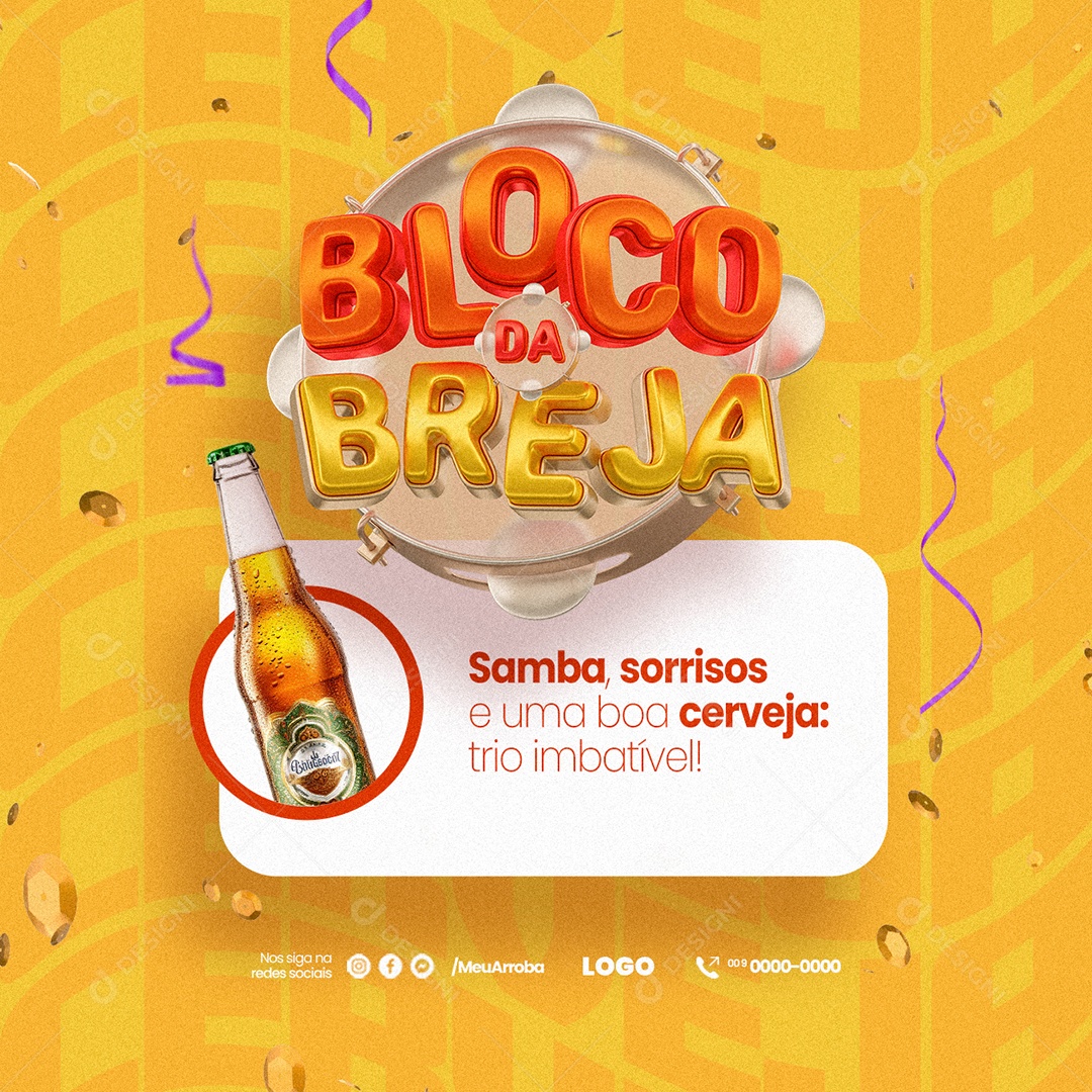 Cervejaria Bloco Da Breja Samba sorrisos e uma boa cerveja Social Media PSD Editável