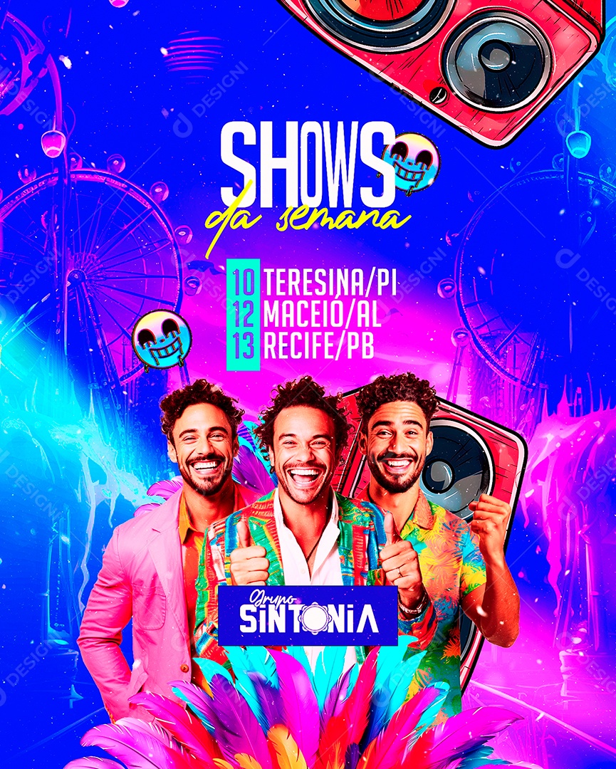 Flyer Shows da Semana Grupo Sintonia Social Media PSD Editável