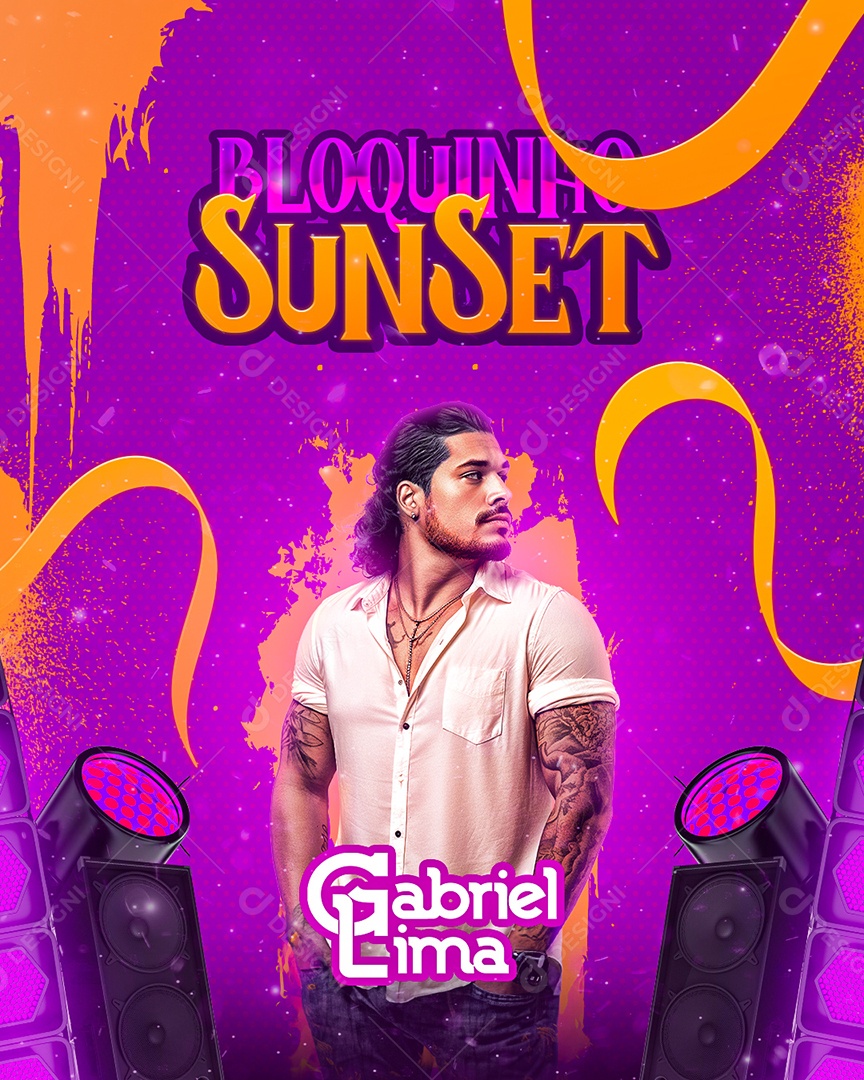 Flyer Bloquinho Sunset Gabriel Lima Social Media PSD Editável