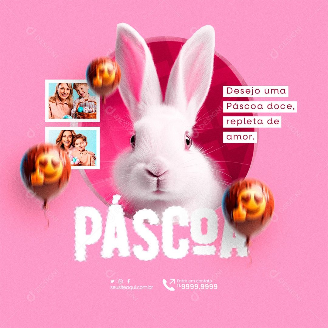 Páscoa Desejo uma Páscoa doce repleta de amor Social Media PSD Editável