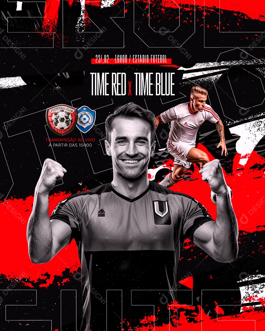 Campeonato Time Red x Time Blue Transmissão Ao Vivo Social Media PSD Editável