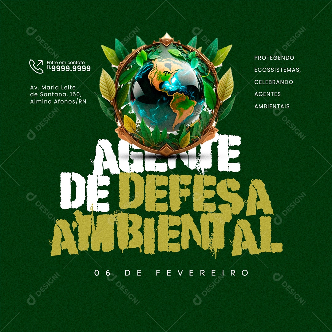 Dia do Agente de Defesa Ambiental 06 De Fevereiro Protegendo Ecossistemas Social Media PSD Editável