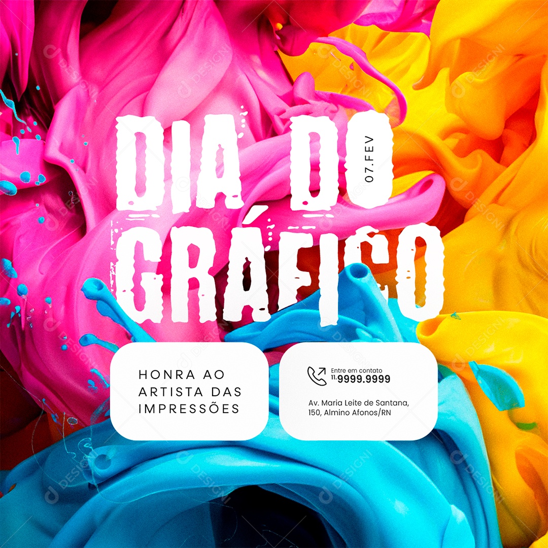 Dia do Gráfico 07 De Fevereiro Honra ao artista das impressões Social Media PSD Editável