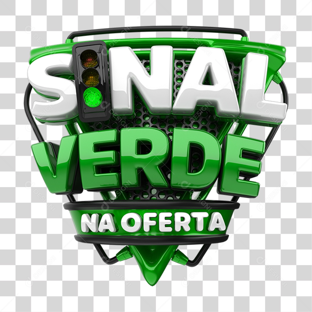 Elemento 3D Sinal Verde na Oferta PNG Transparente