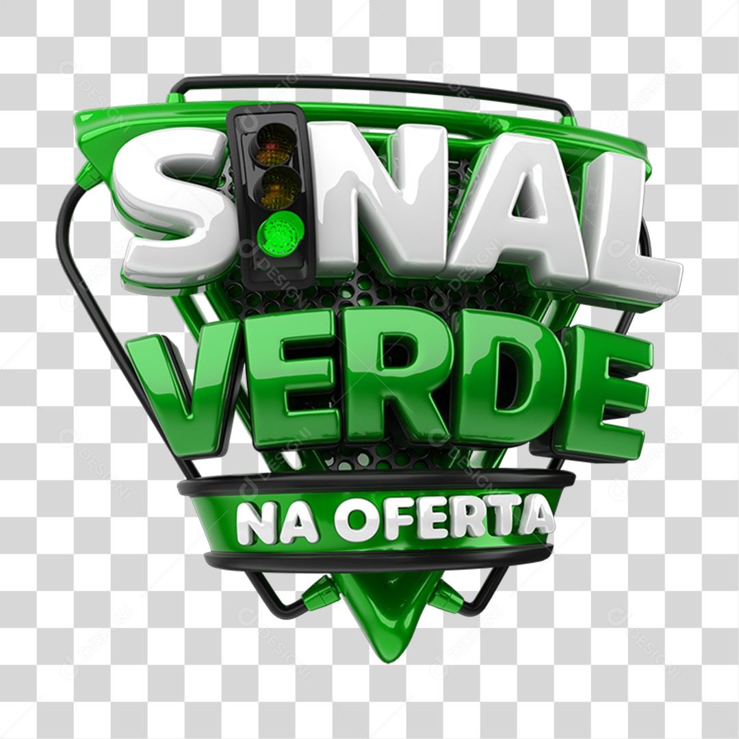 Elemento 3D Sinal Verde na Oferta PNG Transparente