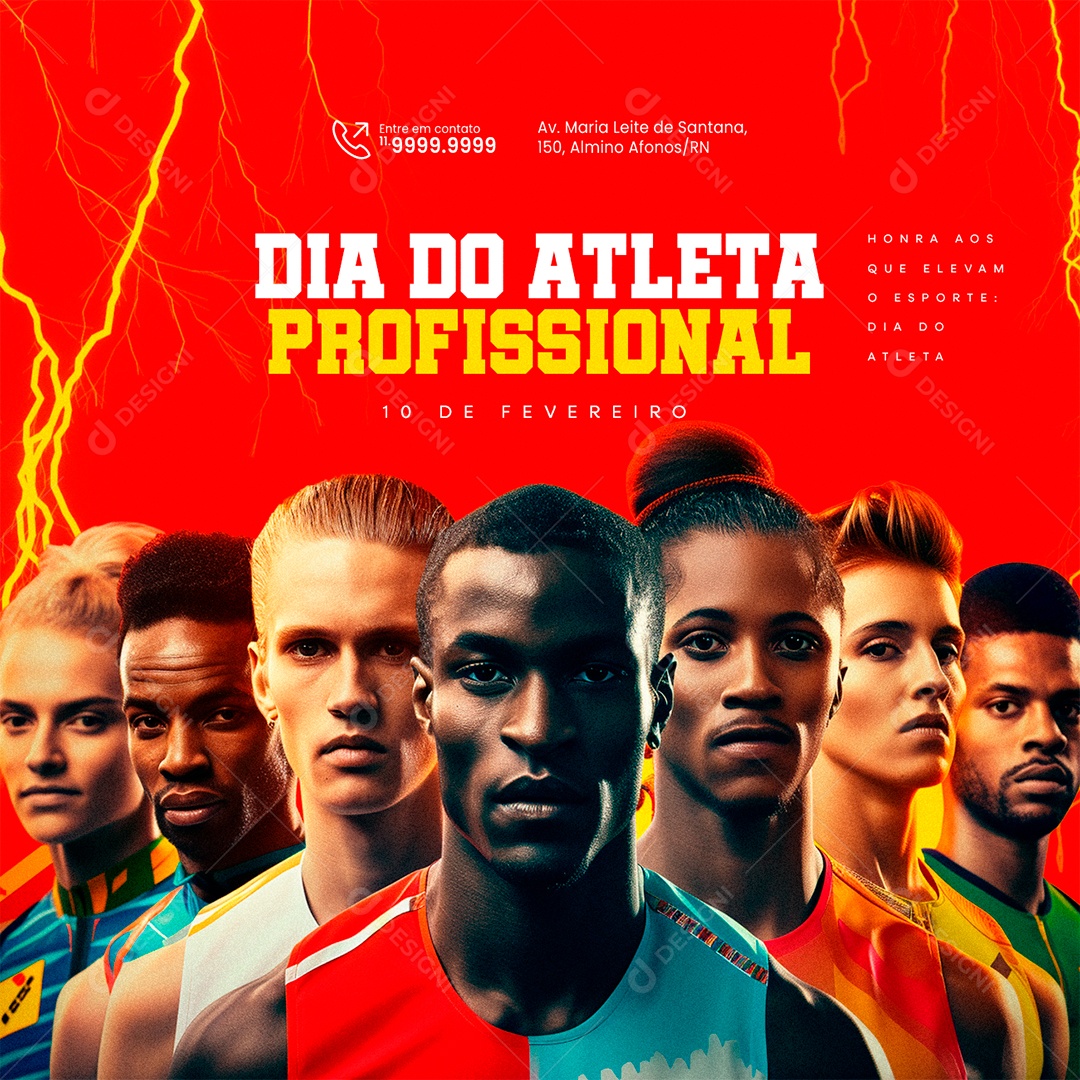 Dia do Atleta Profissional 10 De Fevereiro Honra aos que elevem Social Media PSD Editável