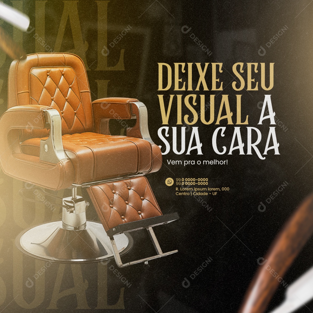 Barbearia Deixe seu Visual a sua Cara Social Media PSD Editável